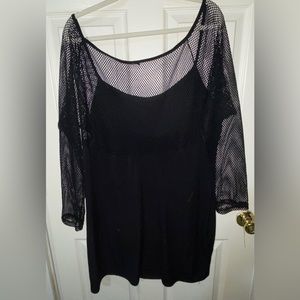 2X Black Fishnet Stretch Dress